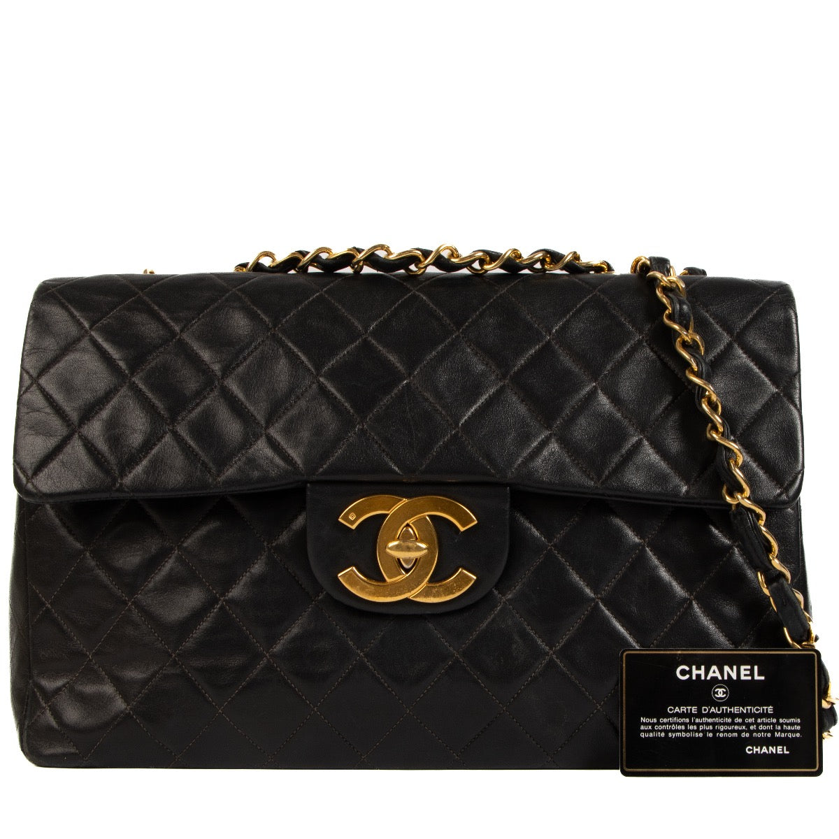 shop 100% authentic second hand Chanel Black Vintage Maxi Classic Flap Bag on Labellov.com