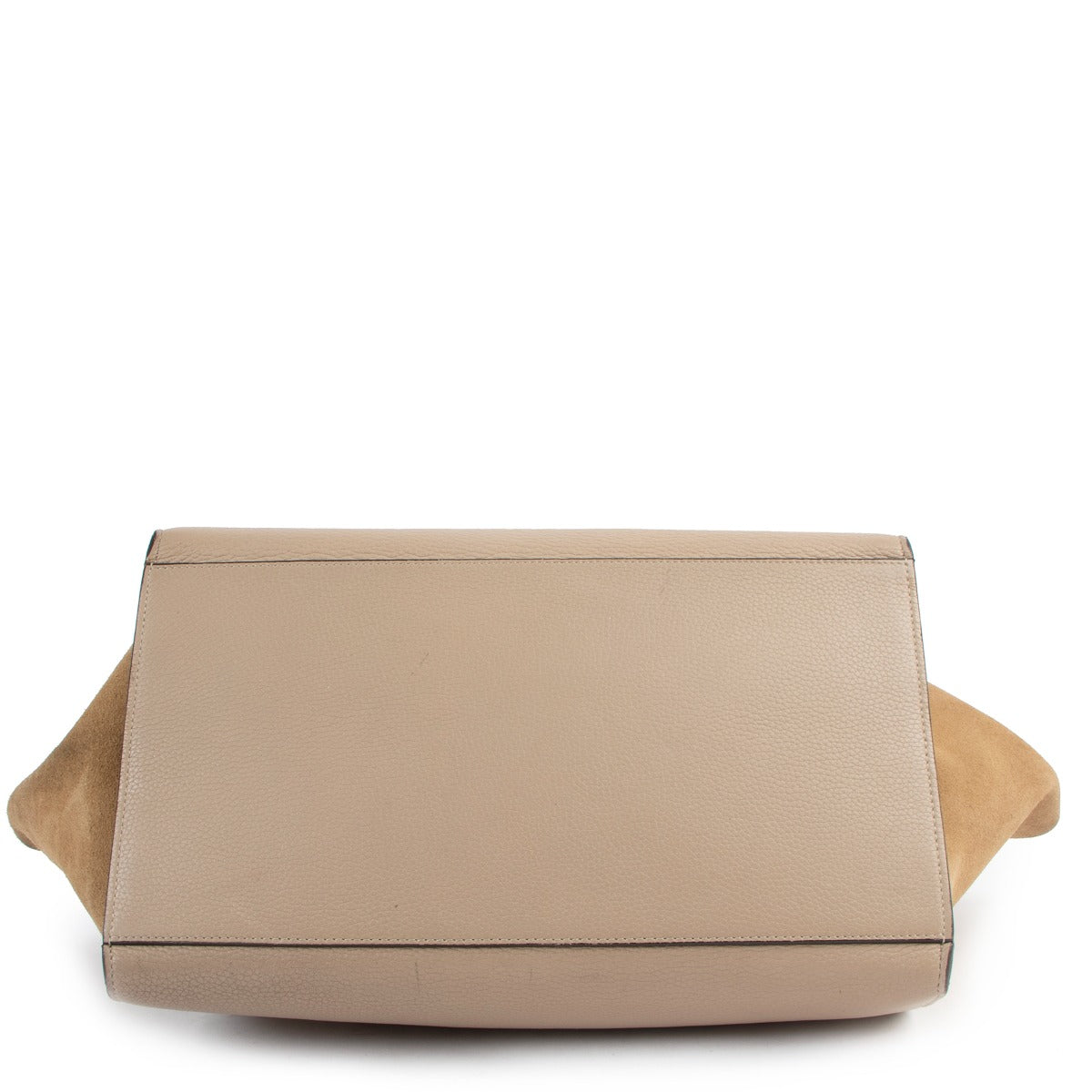 Celine Beige Calfskin & Suede Trapeze Medium Handbag