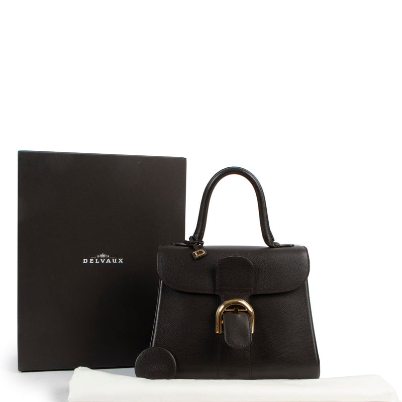 Delvaux Brown Brillant PM with gold hardware in small size
