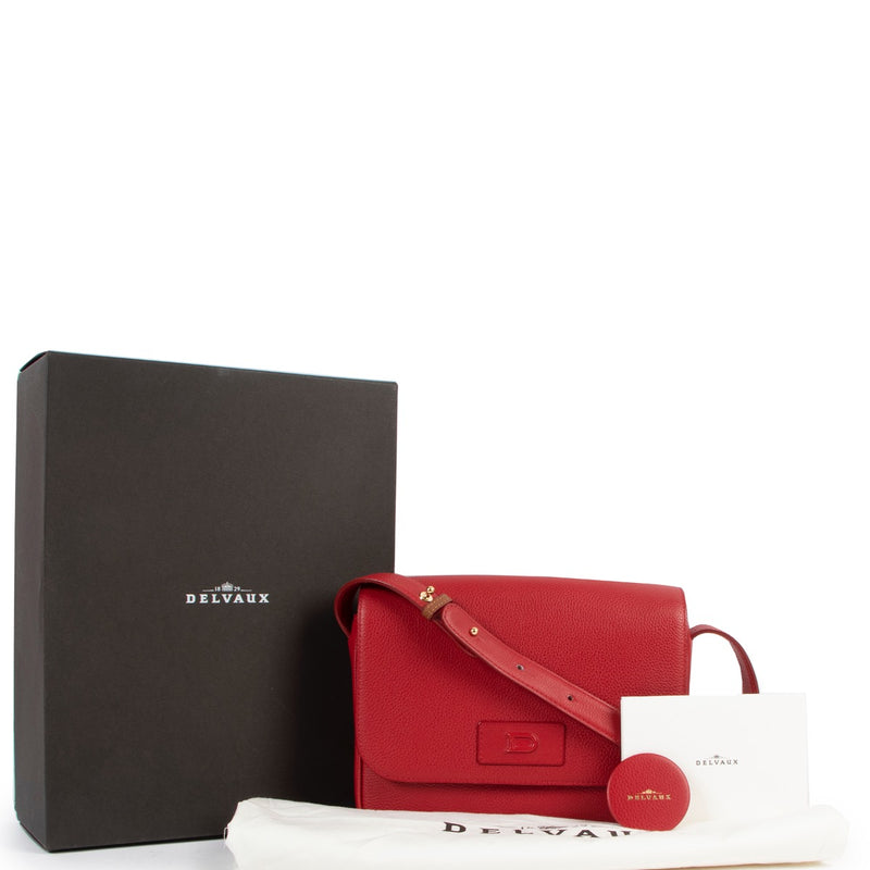 Buy an authentic second hand Delvaux Red Leather Petit Tout Jumping Crossbody Bag in very good condition at Labellov