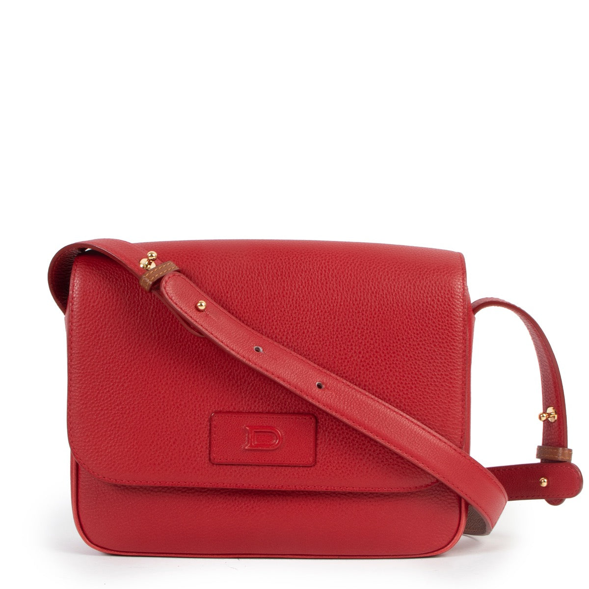 Buy an authentic second hand Delvaux Red Leather Petit Tout Jumping Crossbody Bag in very good condition at Labellov
