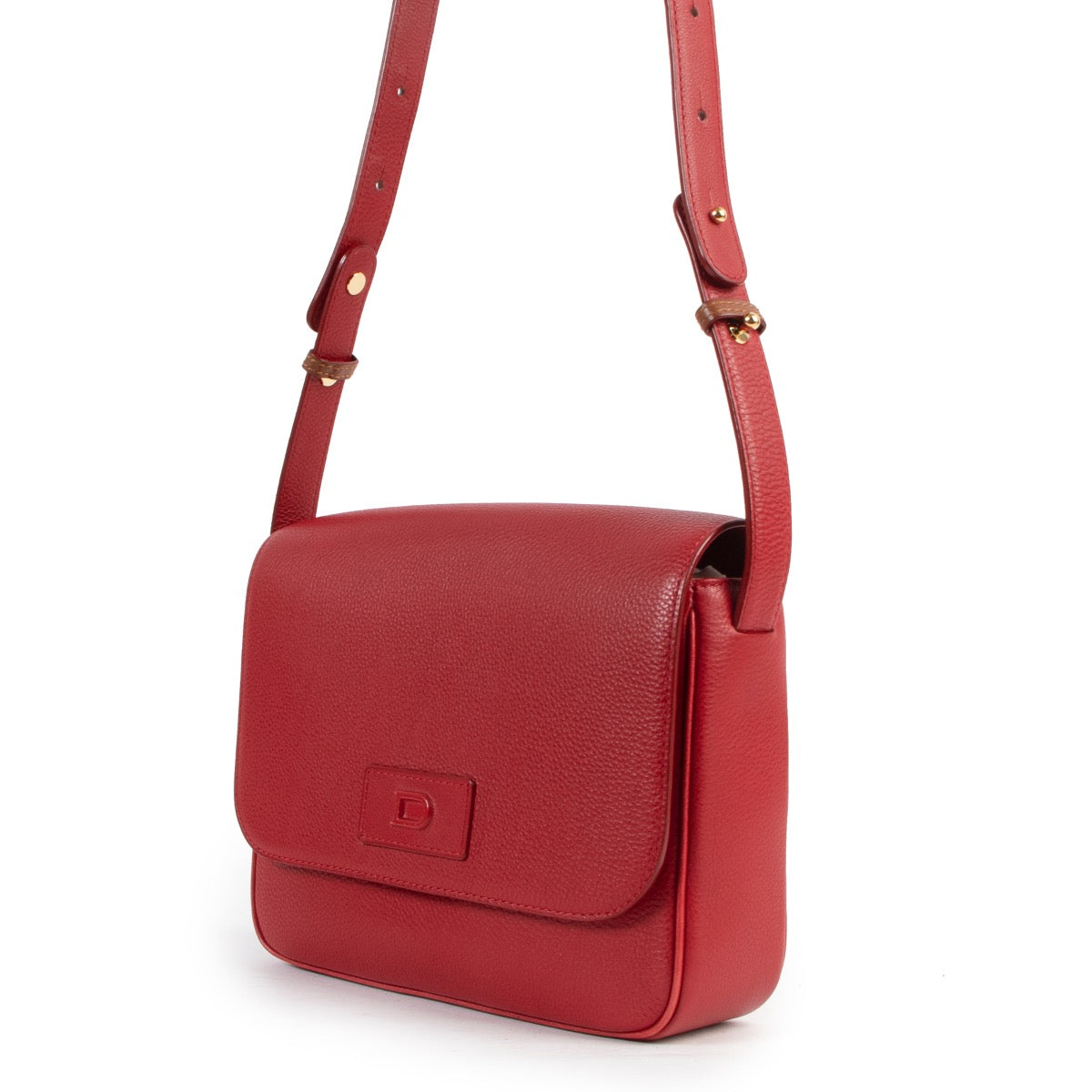 Buy an authentic second hand Delvaux Red Leather Petit Tout Jumping Crossbody Bag in very good condition at Labellov