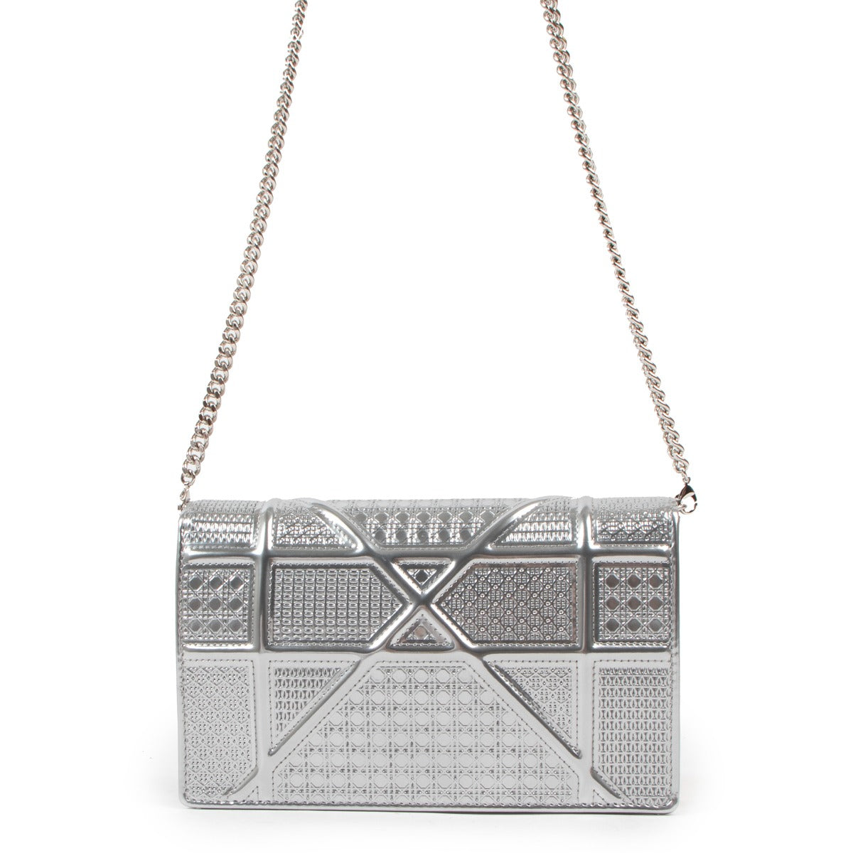 Christian Dior Silver Micro Cannage Mini Diorama Bag