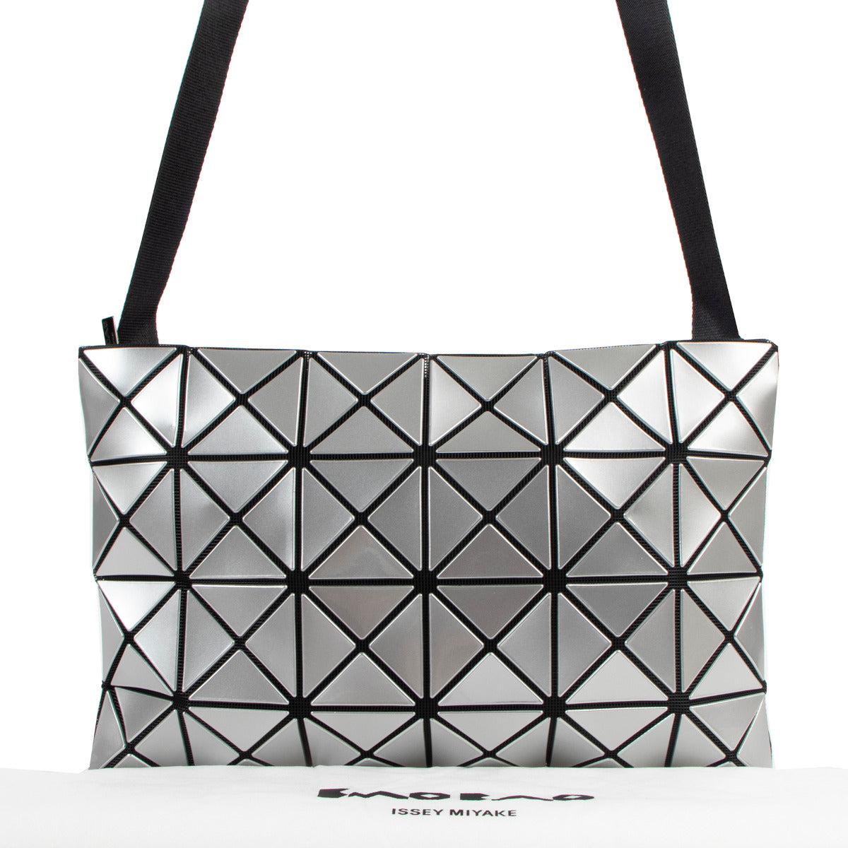 Issey Miyake BaoBao Metallic Silver Crossbody for the best price at Labellov secondhand luxury in Antwerp.