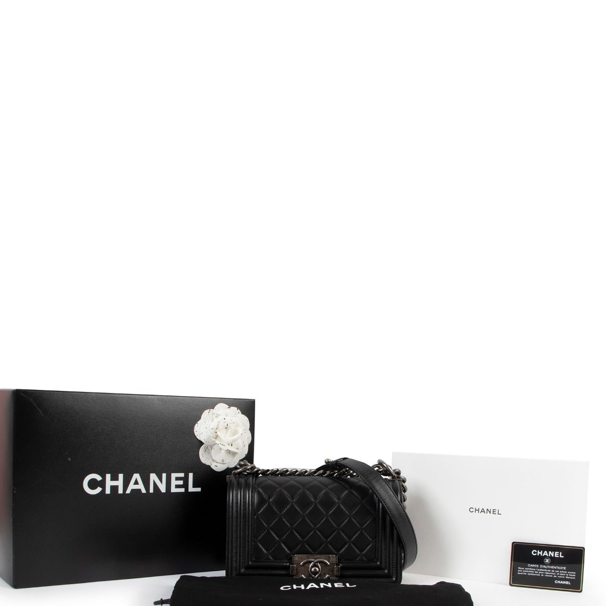Chanel Black Quilted Lambskin Small Boy Bag