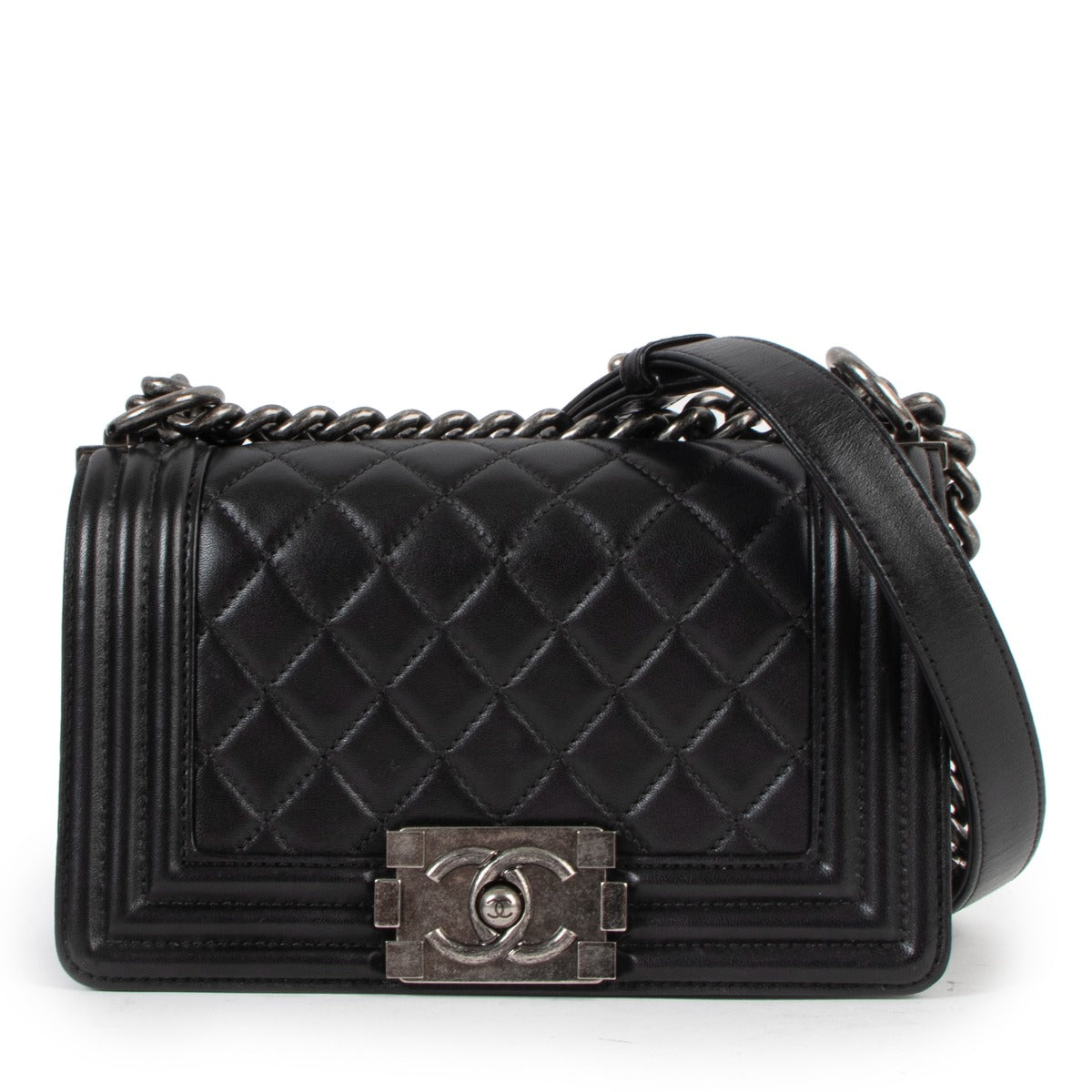 Chanel Black Quilted Lambskin Small Boy Bag