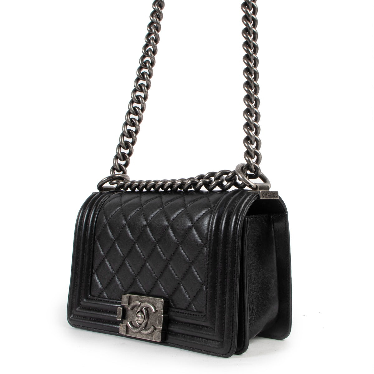 Chanel Black Quilted Lambskin Small Boy Bag