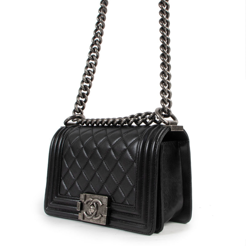 Chanel Black Quilted Lambskin Small Boy Bag