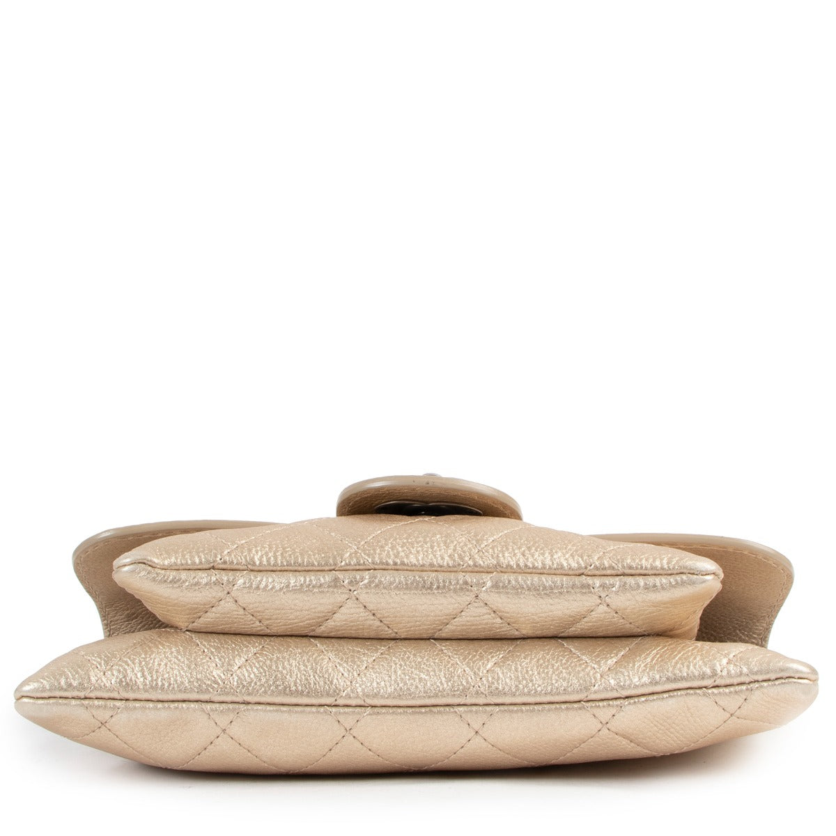 Chanel Metallic Gold Quilted Calfskin Classic Clutch With Chain