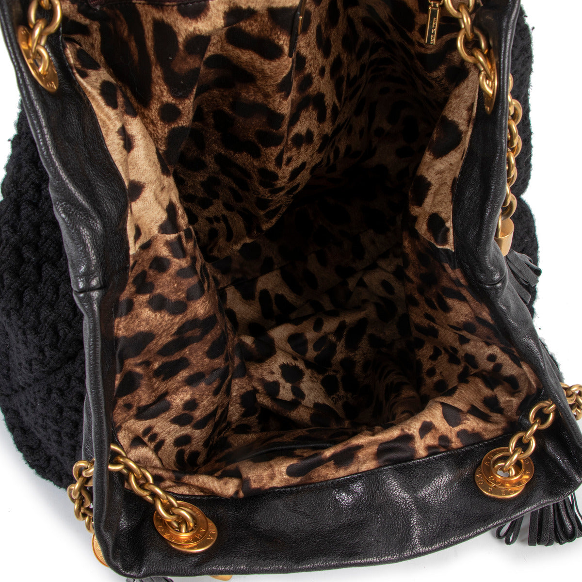 Dolce & Gabbana Black Knitted Shoulder Bag