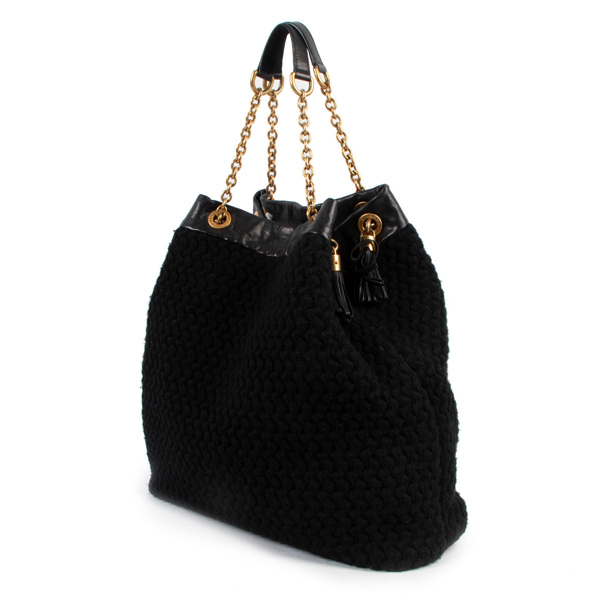 Dolce & Gabbana Black Knitted Shoulder Bag