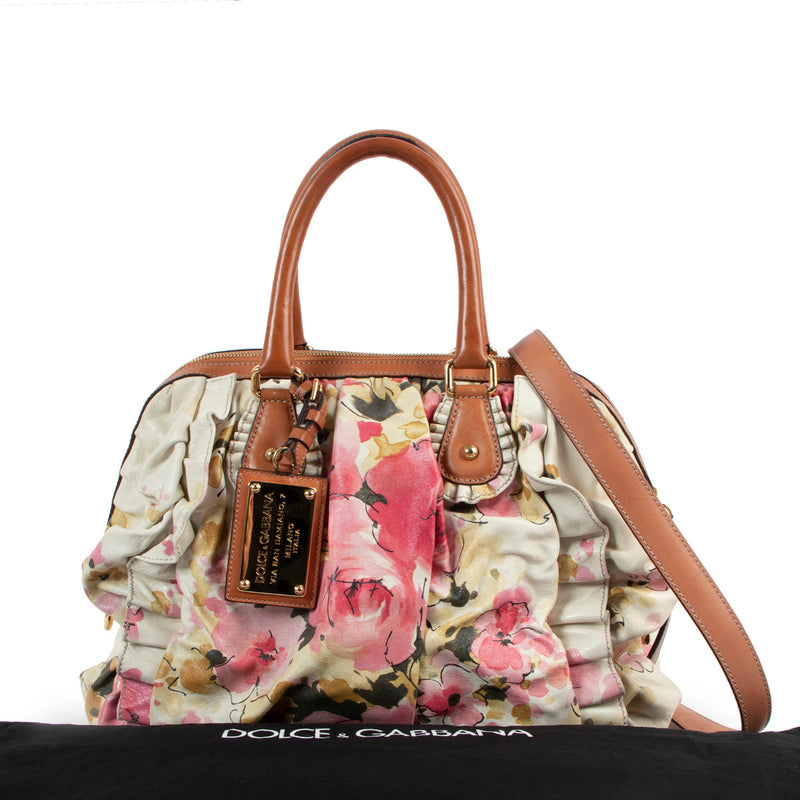 Dolce & Gabbana Floral Ruffle Shoulder Bag for the best price at Labellov secondhand luxury in Antwerp Belgium