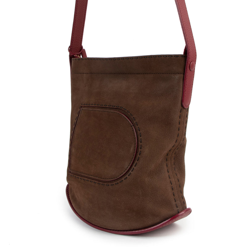 Delvaux Tabacco Santiag Nubuck Pin Daily Surpiqué Tas