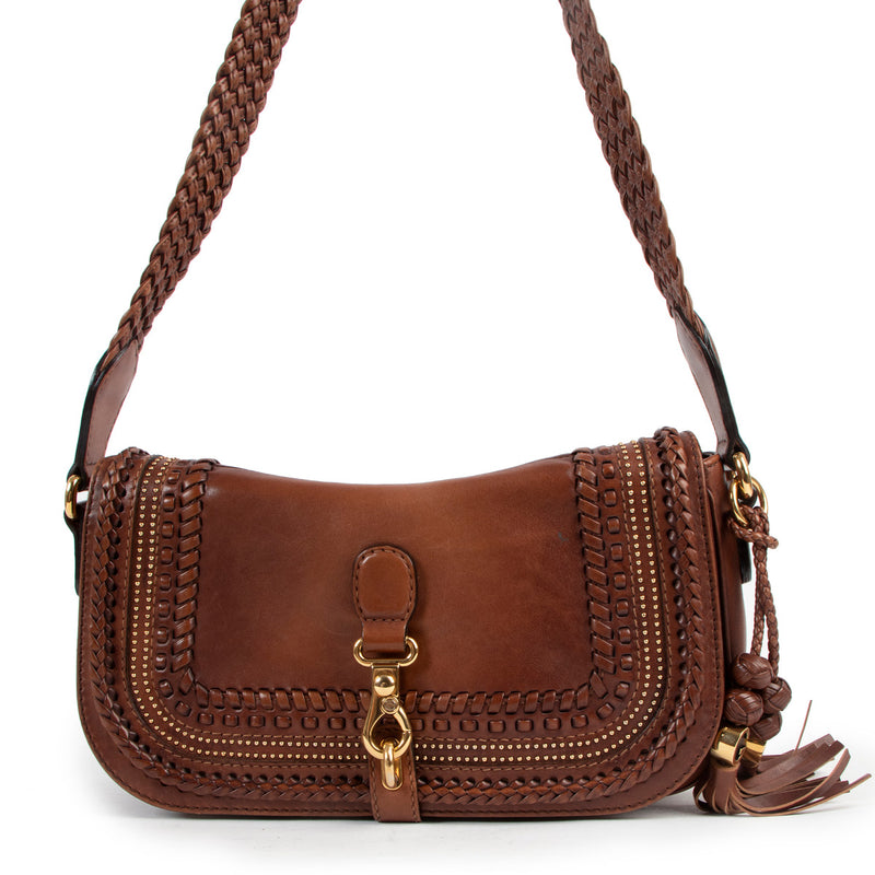 Gucci Brown Leather Medium Marrakech Crossbody for the best price at Labellov secondhand luxury in Antwerp.