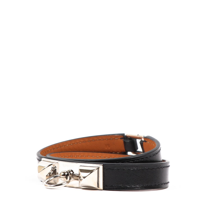 Buy an authentic second-hand Hermès Black Box Calf Double Tour Rivale Bracelet in very good condition at Labellov in Antwerp.