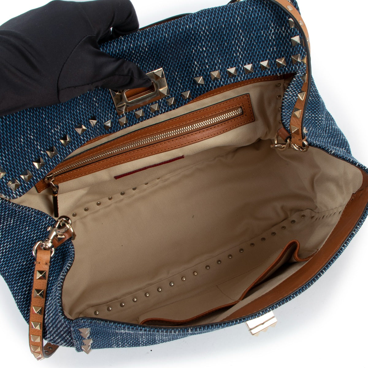 Valentino Garavani Rockstud Denim Shoulder Bag