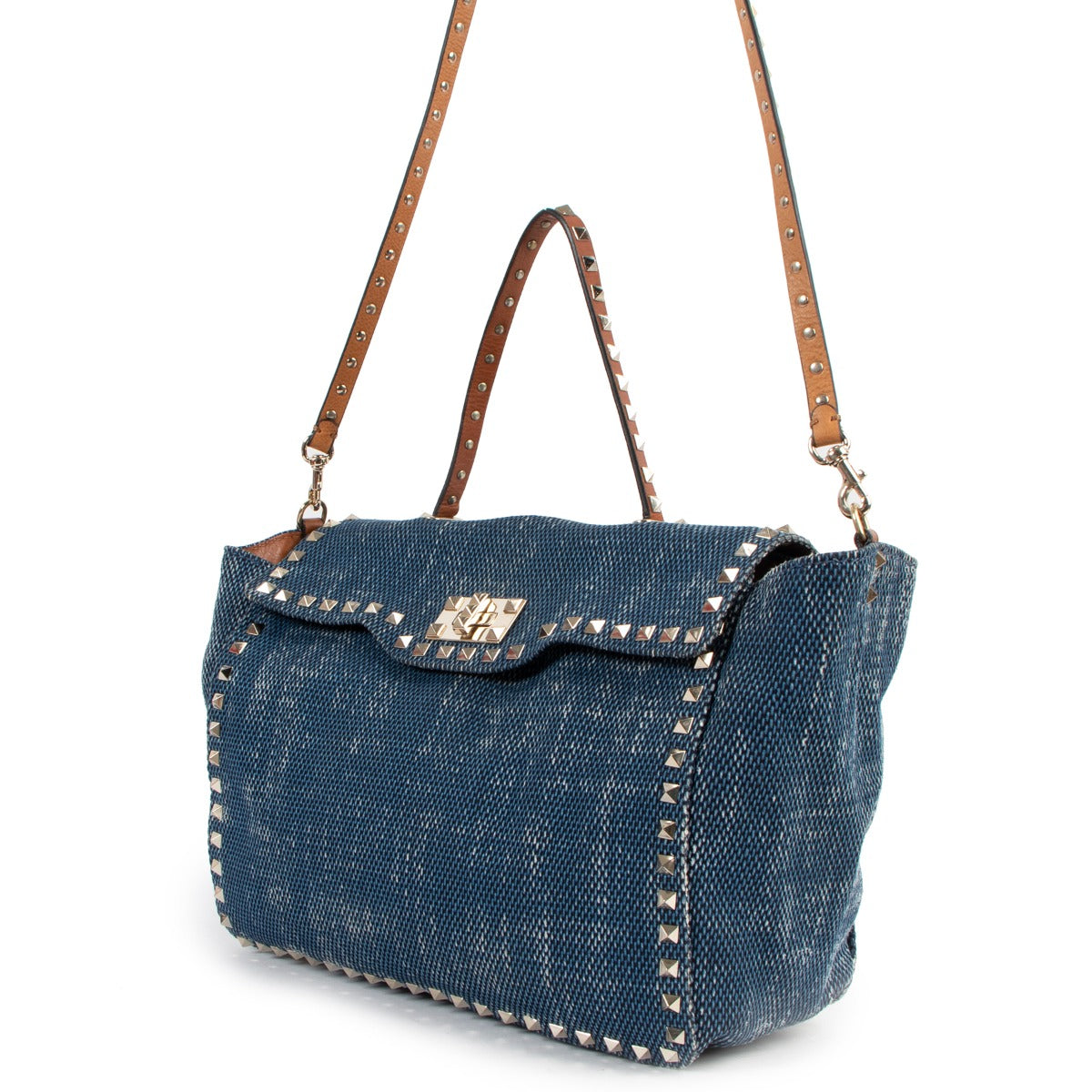 Valentino Garavani Rockstud Denim Shoulder Bag