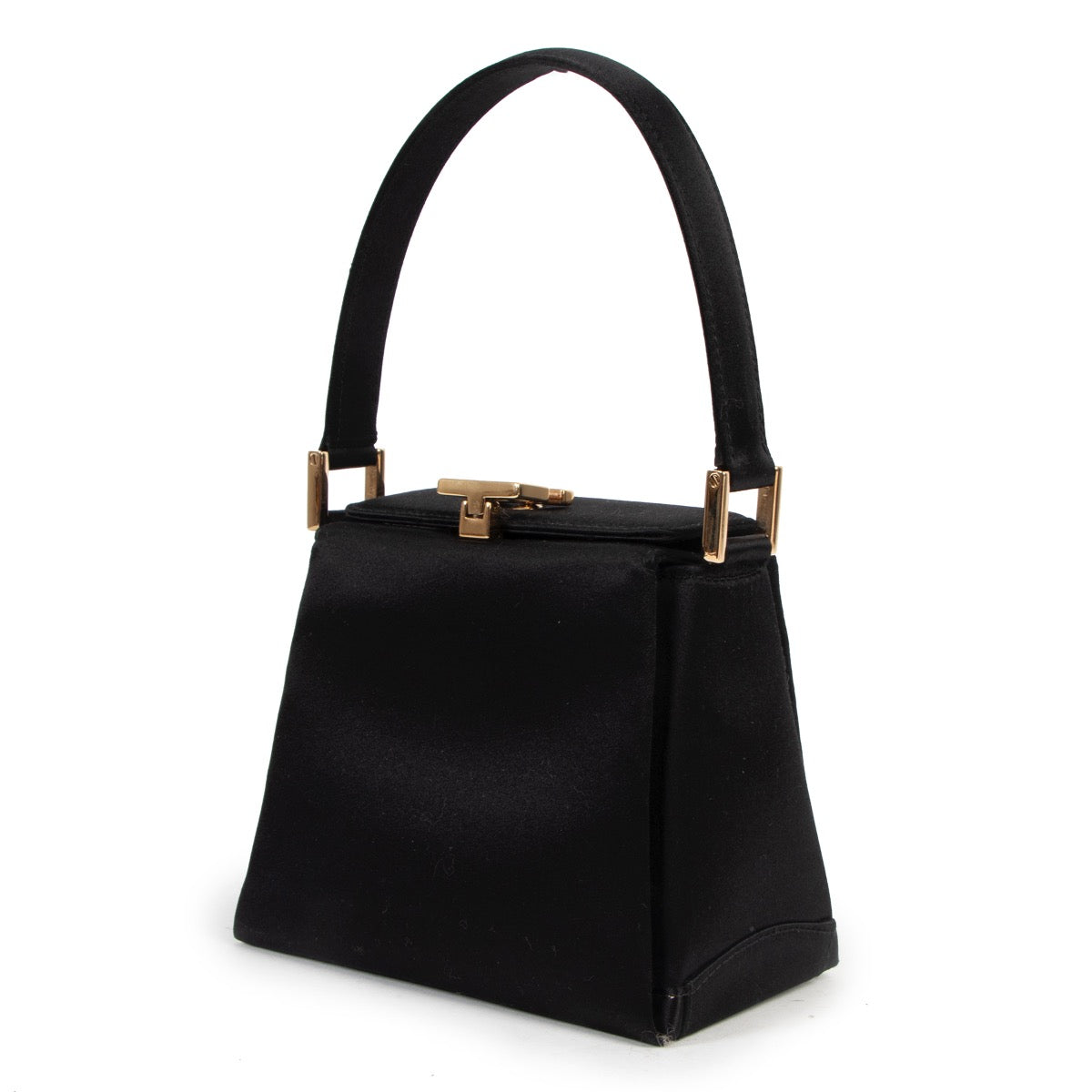 Shop safe online at Labellov in Antwerp this 100% authentic second hand Gucci Black Satin Tom Ford Top Handle Bag