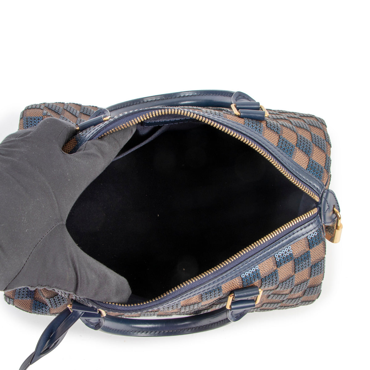 Louis Vuitton Speedy 30 Édition Limitée Damier Ébène Paillettes Bleu