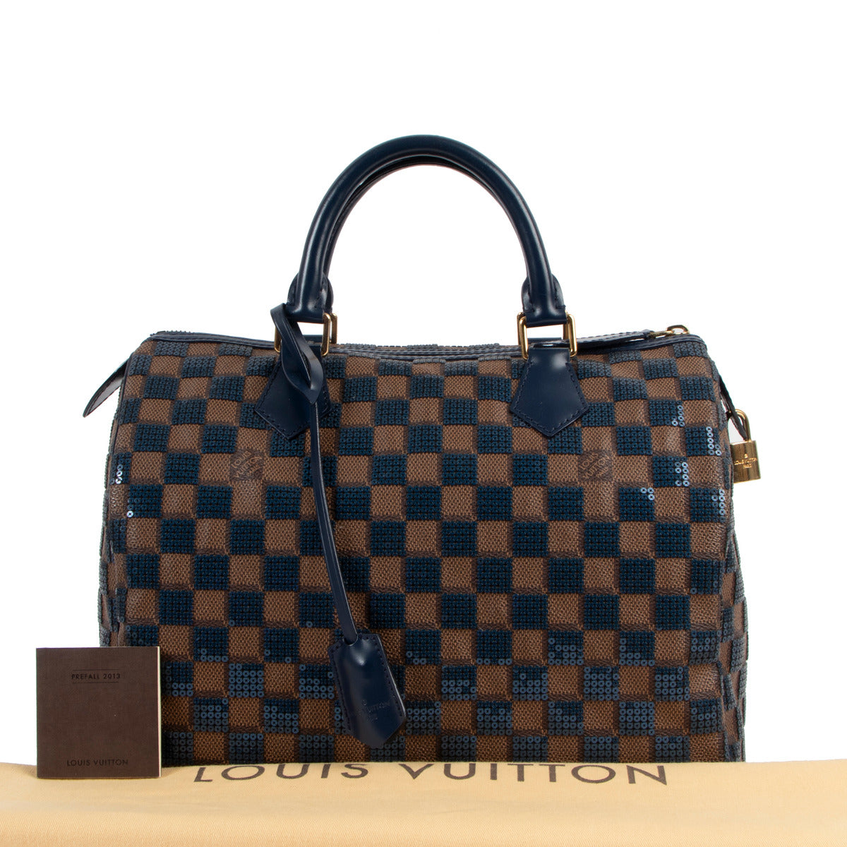 Louis Vuitton Limited Edition Speedy 30 Blue Damier Ebene Paillettes