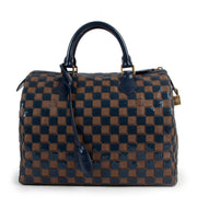 Louis Vuitton Limited Edition Speedy 30 Blue Damier Ebene Paillettes