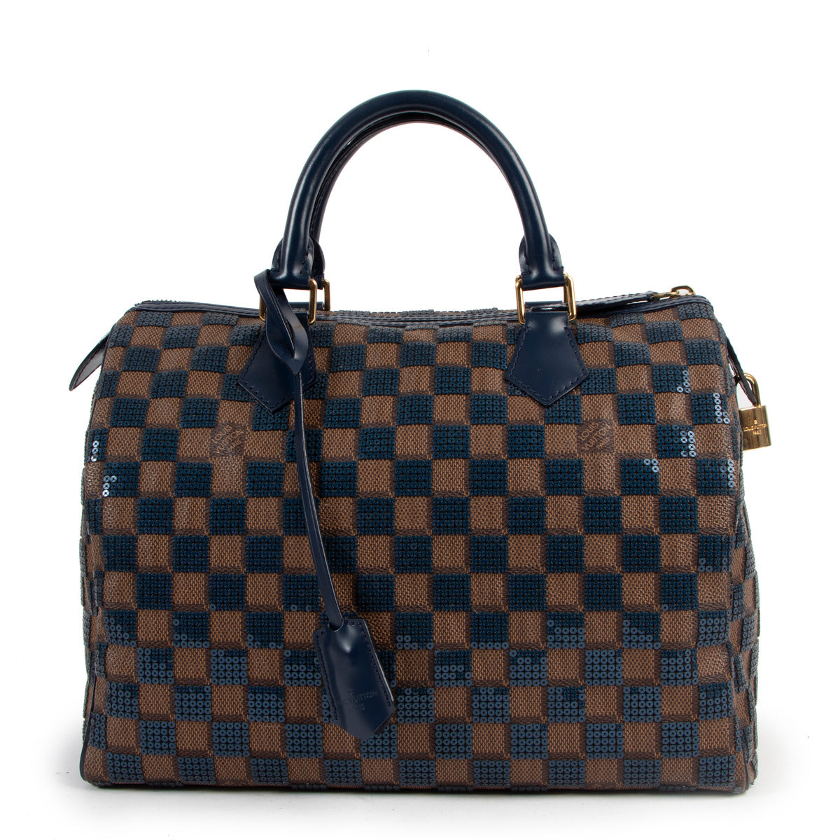 Louis Vuitton Limited Edition Speedy 30 Blue Damier Ebene Paillettes