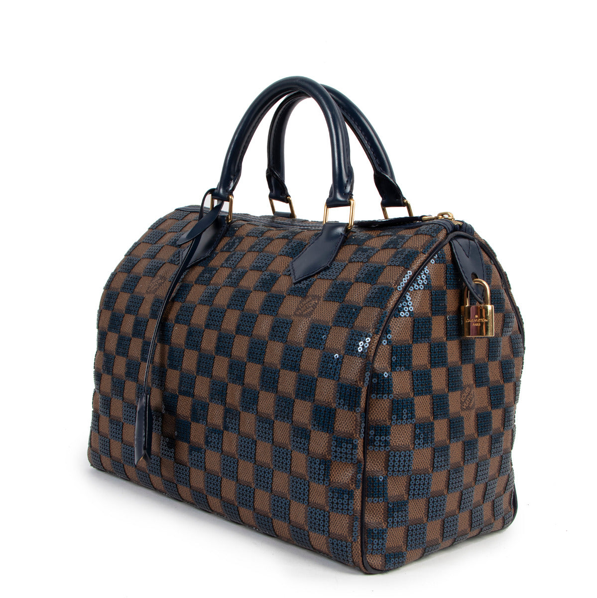 Louis Vuitton Limited Edition Speedy 30 Blue Damier Ebene Paillettes