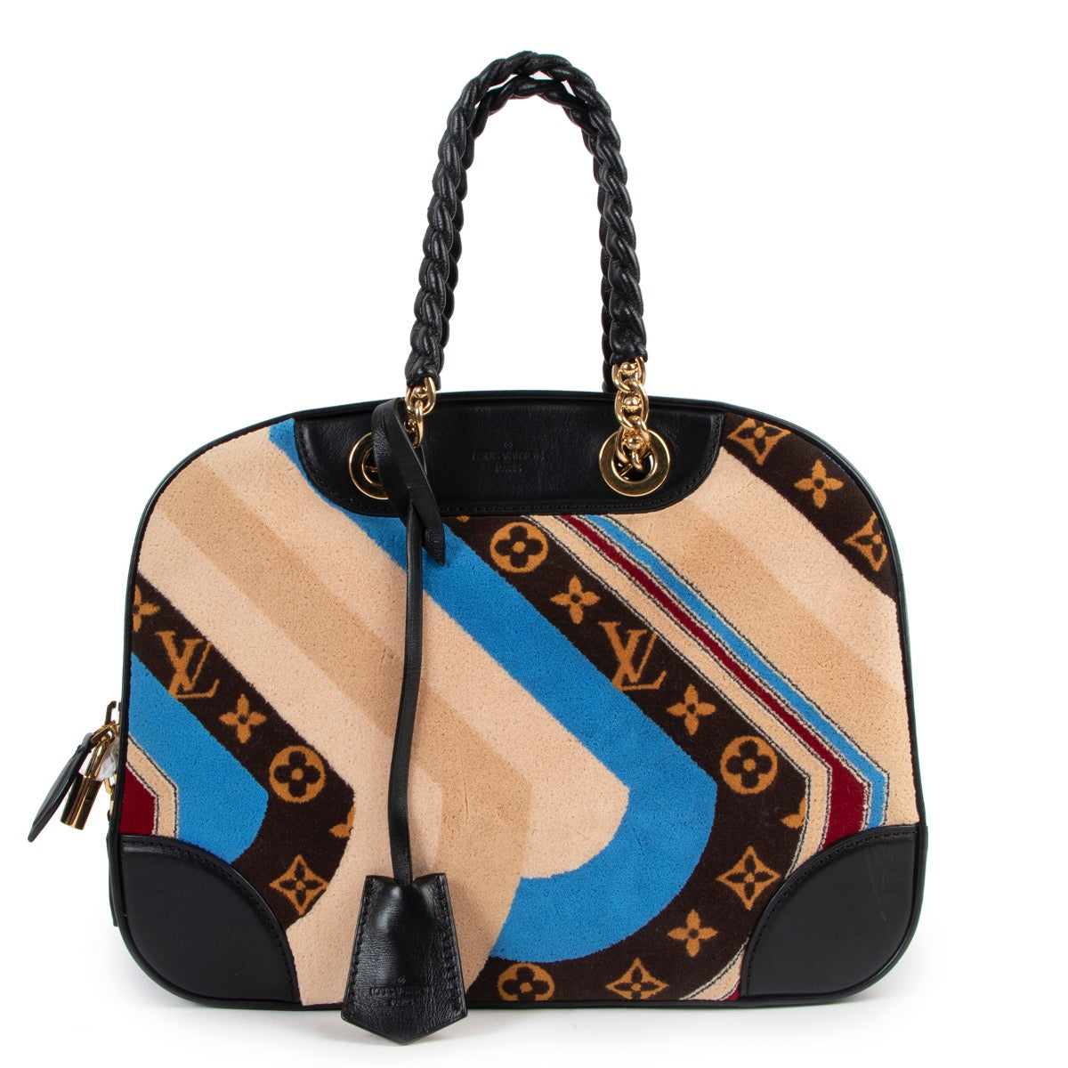 Buy online authentic second hand Louis Vuitton Fall/Winter 2014 Bowling Vanity Tuffet Limited Edition Top Handle Bag in very good condition at Labellov in Antwerp