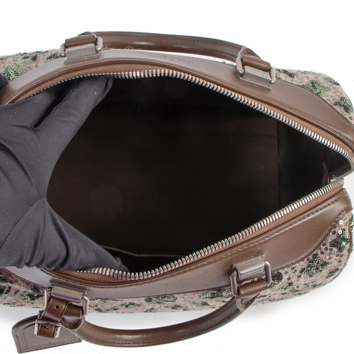 Shop now for your pre-loved, 100% authentic Louis Vuitton FW12 Khaki Sequin Sunshine Express Speedy 30 at Labellov.