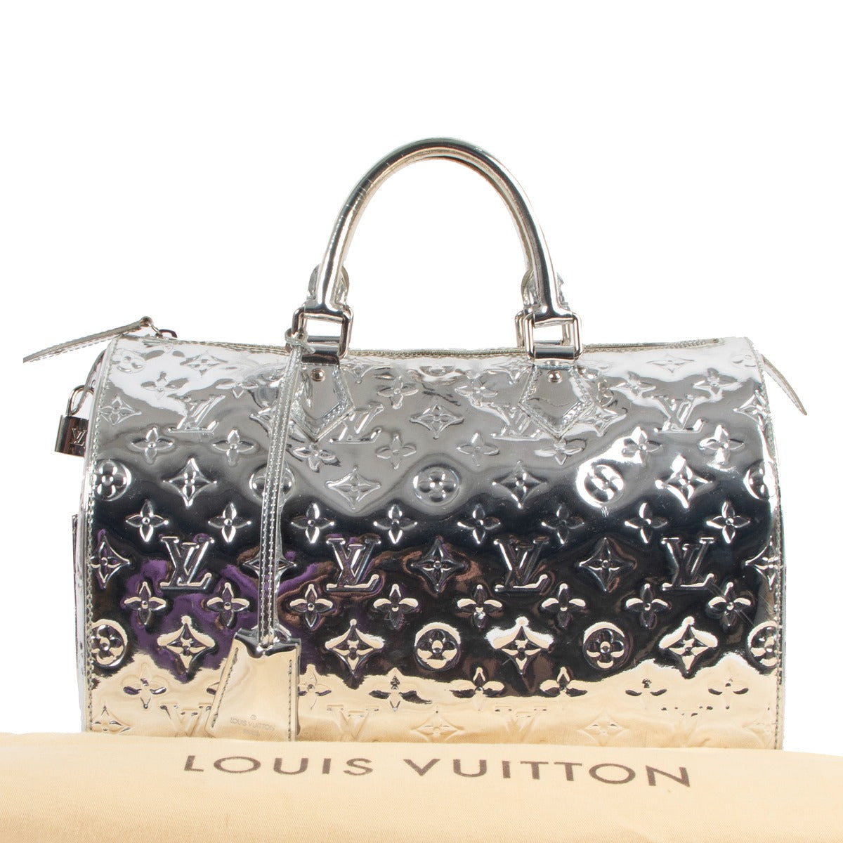 Louis Vuitton FW06 Limited Edition Silver Monogram Miroir Speedy 35 Top Handle Bag