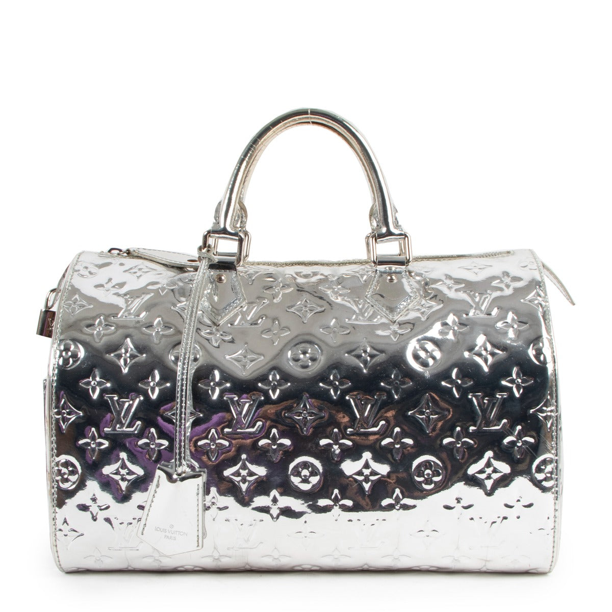 Louis Vuitton FW06 Limited Edition Silver Monogram Miroir Speedy 35 Top Handle Bag