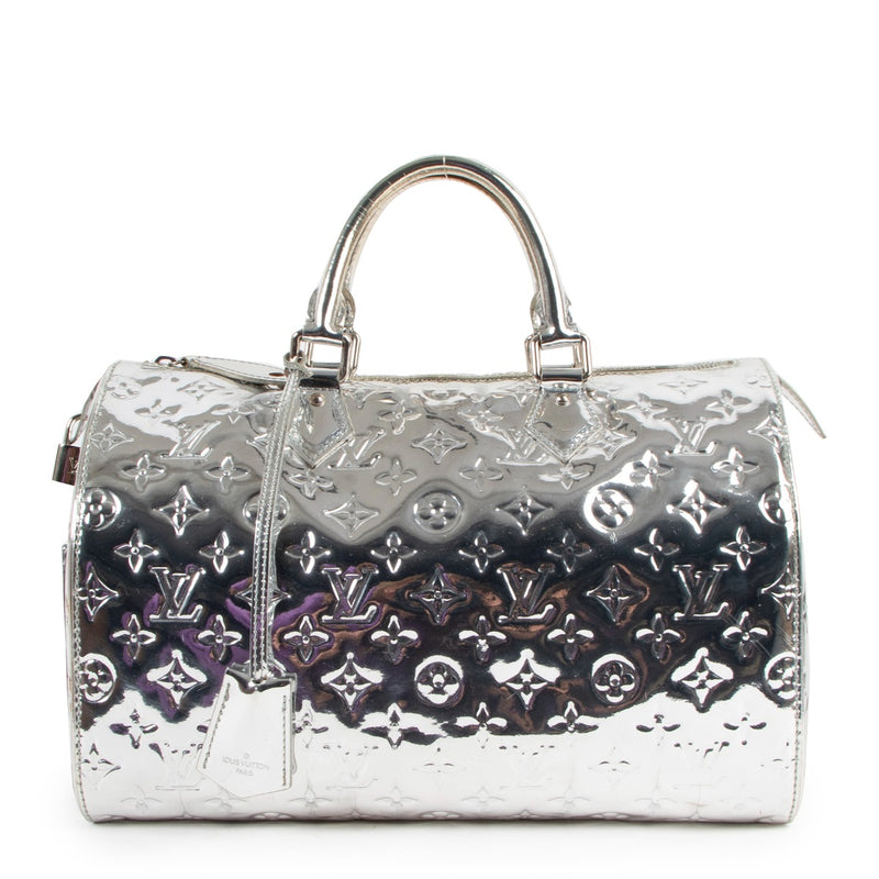Louis Vuitton FW06 Limited Edition Silver Monogram Miroir Speedy 35 Top Handle Bag