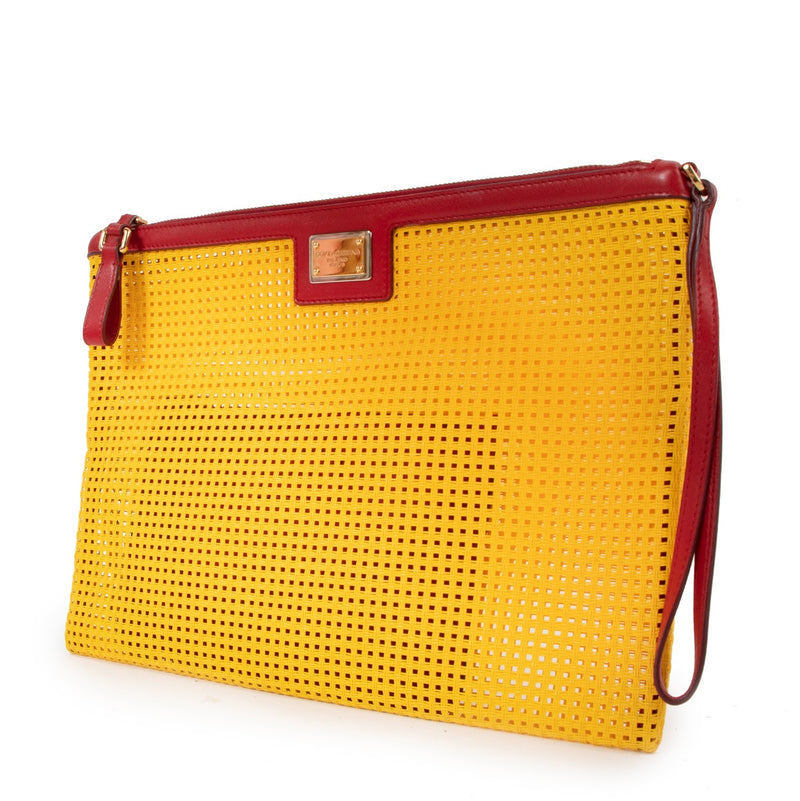 Dolce & Gabbana Yellow Wicker Clutch