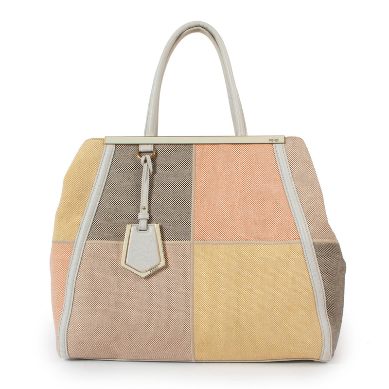 Fendi Beige 3Jours Patchwork Tote Bag for the best price at Labellov secondhand luxury in Antwerp Belgium.