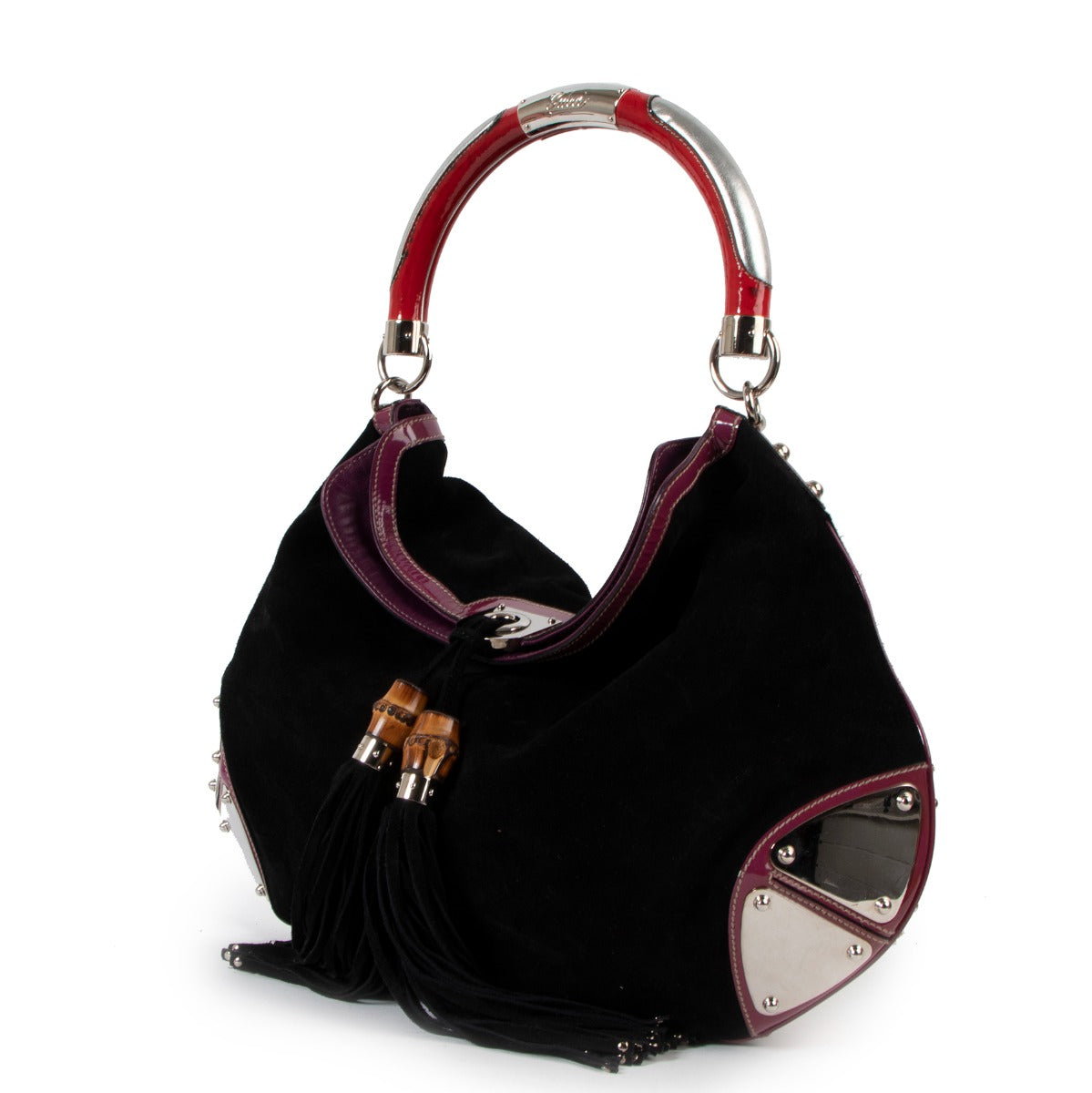 Gucci Black Suede Large Babouska Indy Shoulder Bag