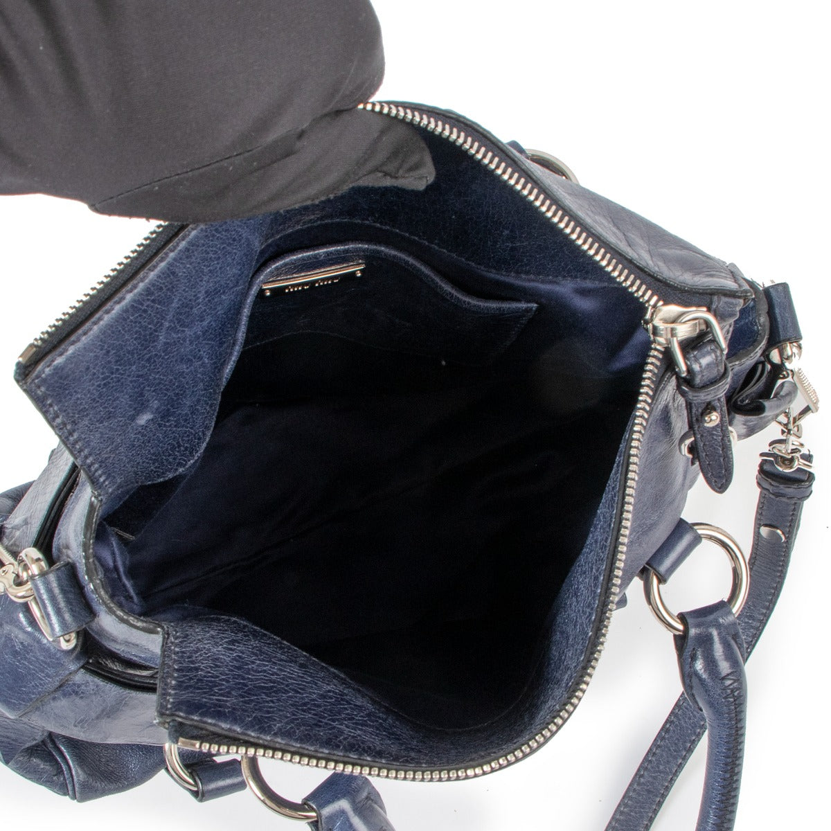 Miu Miu Blue Vitello Lux Bow Small Handbag
