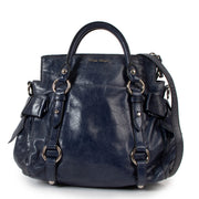 Miu Miu Blue Vitello Lux Bow Small Handbag