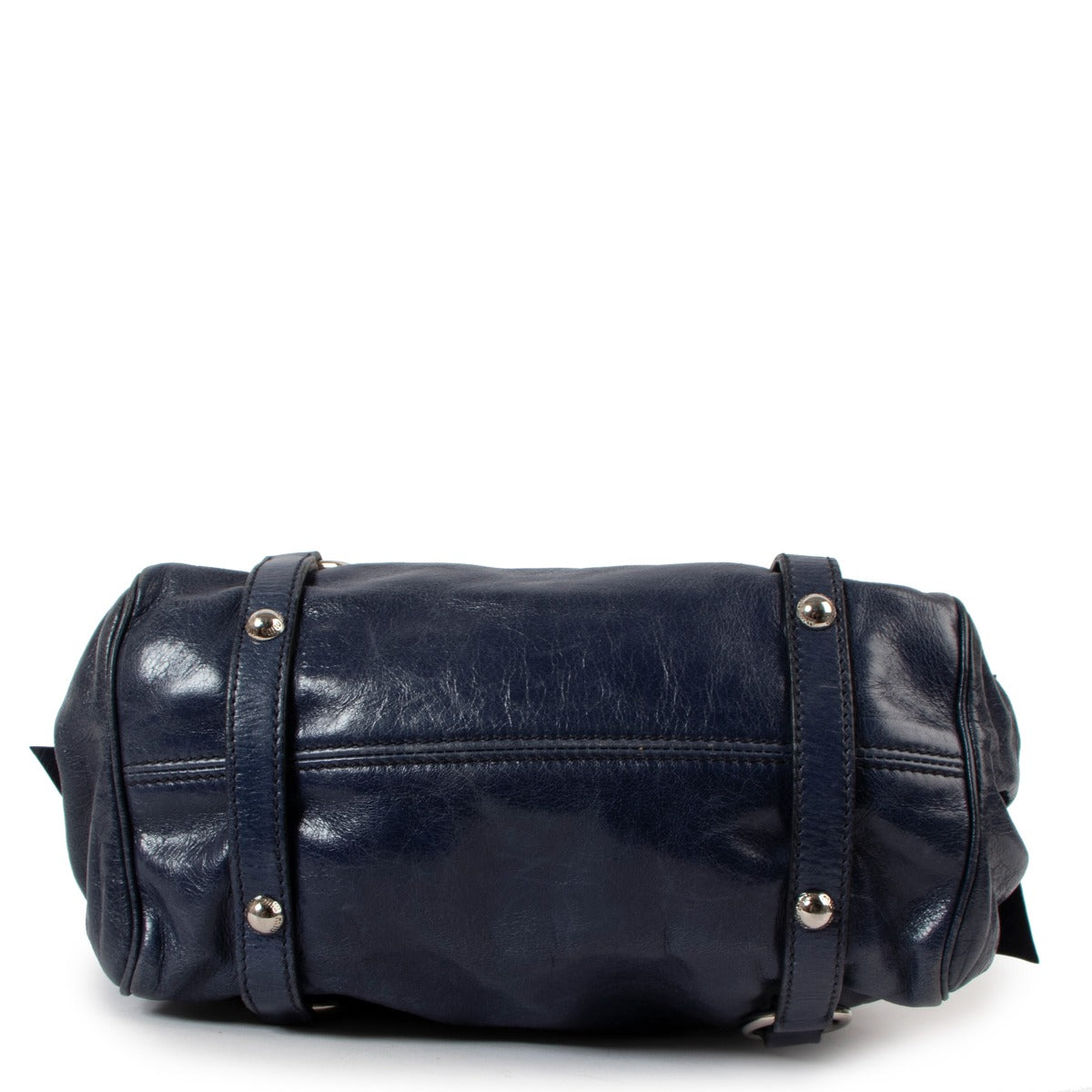 Miu Miu Blue Vitello Lux Bow Small Handbag