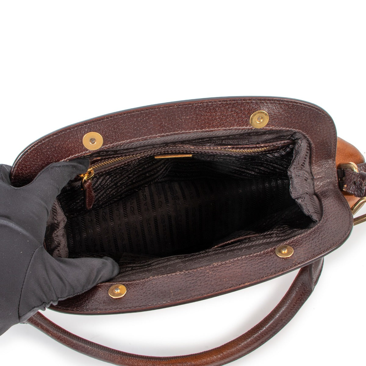 Prada Brown Ombré Leather Frame Doctor Bag