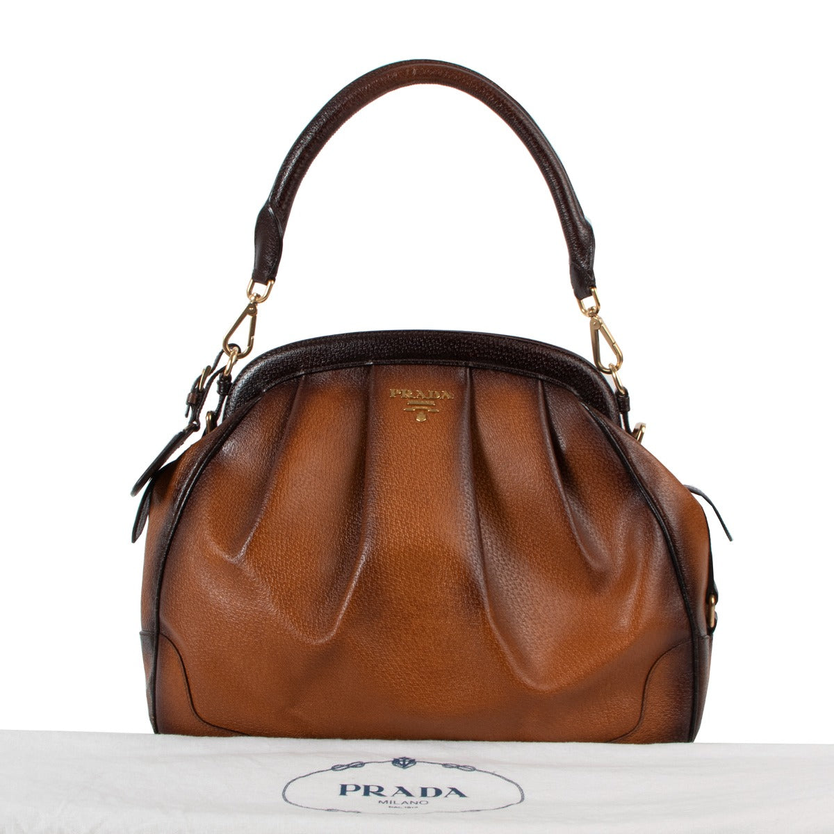 Prada Brown Ombré Leather Frame Doctor Bag