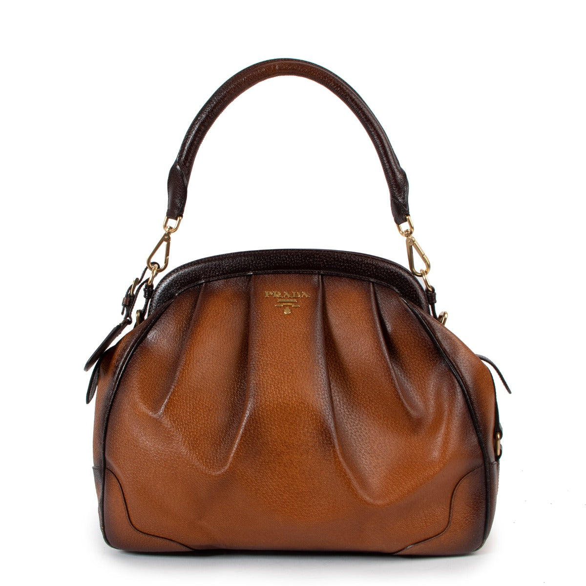 Prada Brown Ombré Leather Frame Doctor Bag