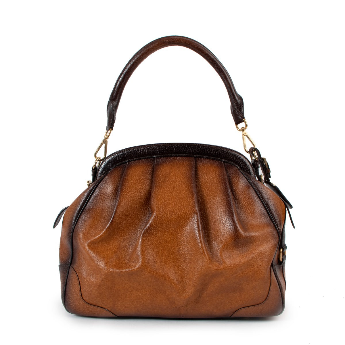 Prada Brown Ombré Leather Frame Doctor Bag