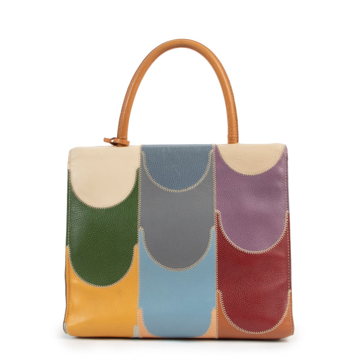 Shop safe online at Labellov in Antwerp this 100% authentic seance hand Delvaux Multicolor Grained Leather Top Handle Bag
