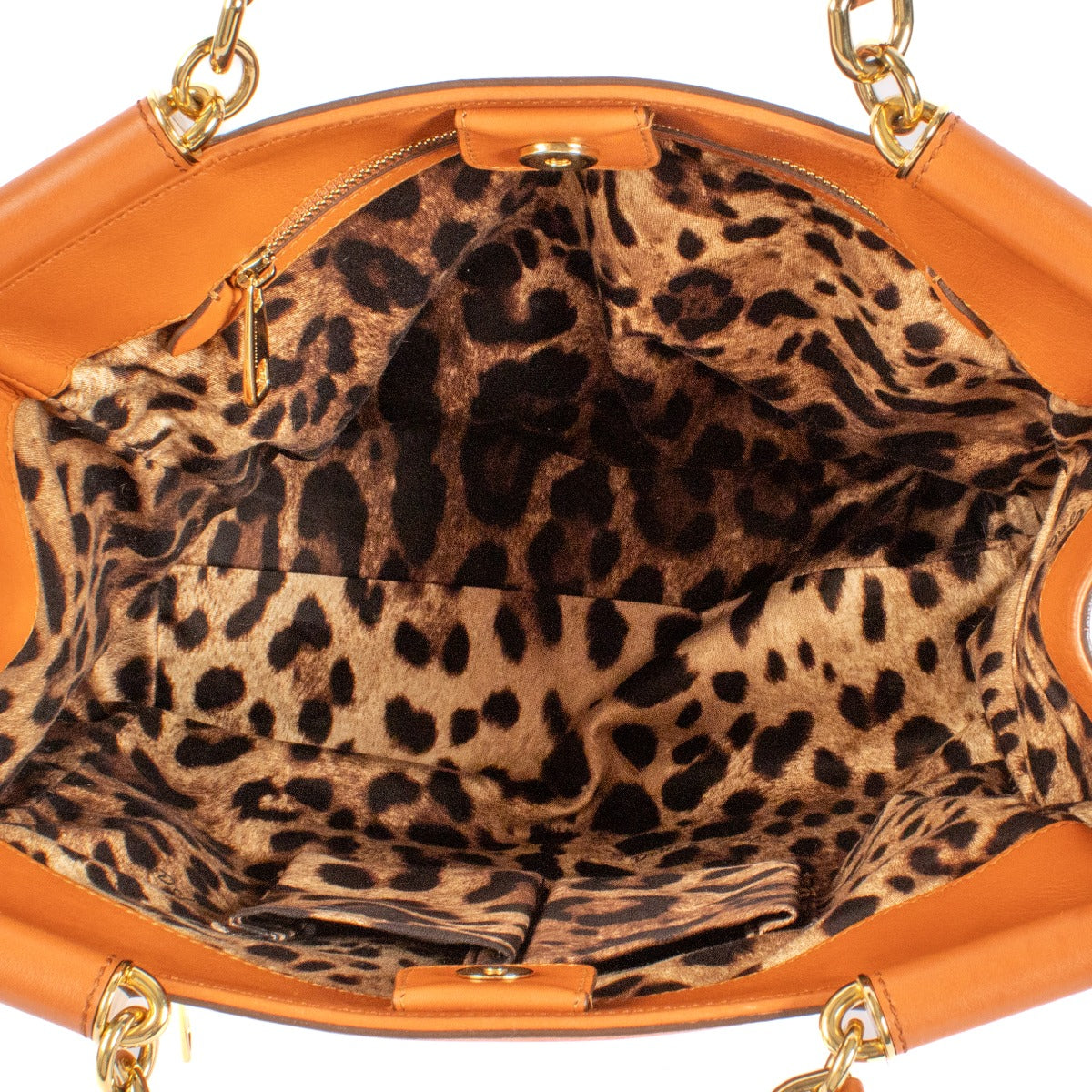 Dolce & Gabbana Orange Leather Front Pocket Sicily Tote Bag