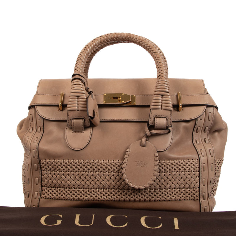 Buy an authentic second hand Gucci Handmade Large Taupe Top Handle in very good condition at Labellov.com