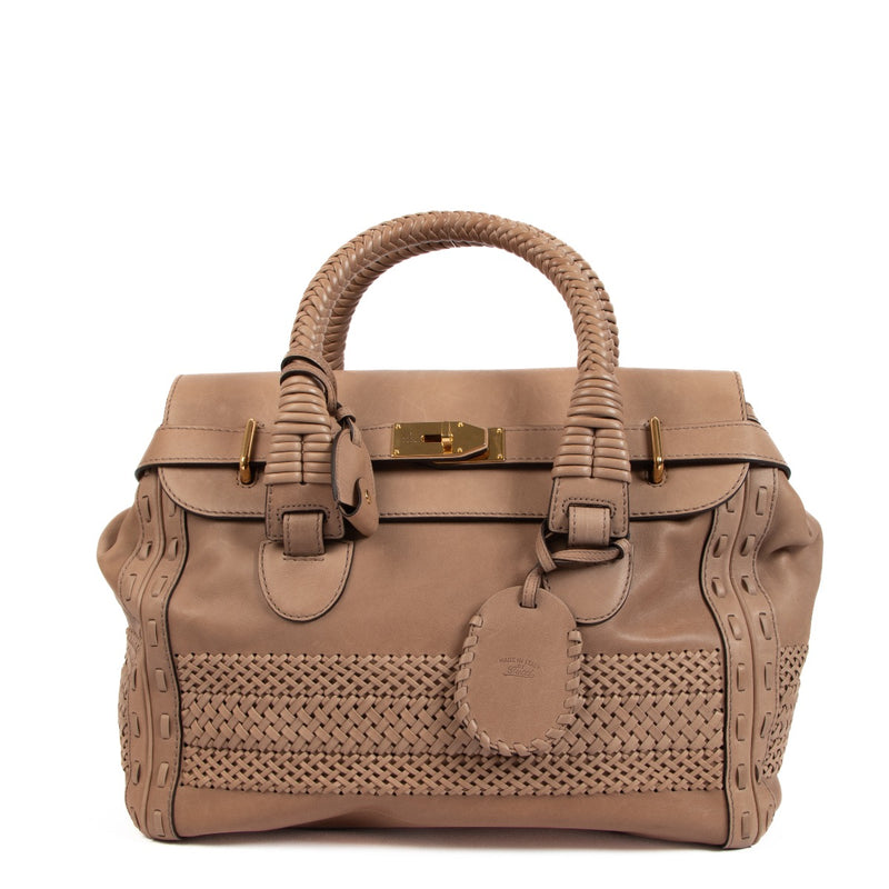 Buy an authentic second hand Gucci Handmade Large Taupe Top Handle in very good condition at Labellov.com