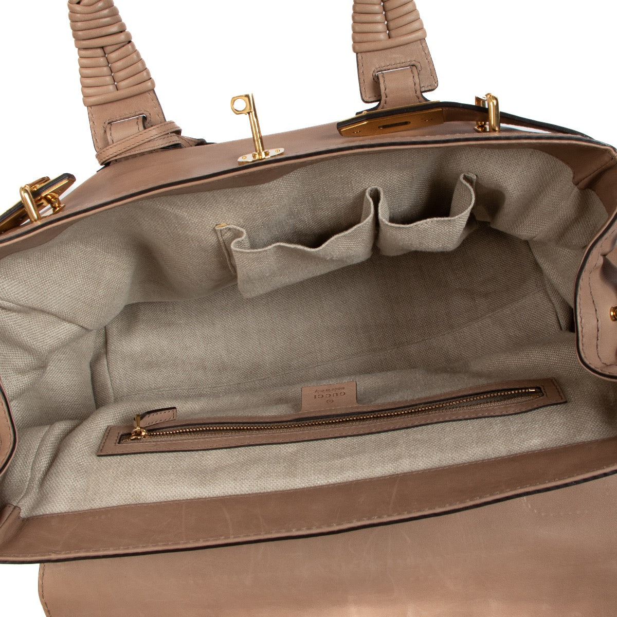 Buy an authentic second hand Gucci Handmade Large Taupe Top Handle in very good condition at Labellov.com