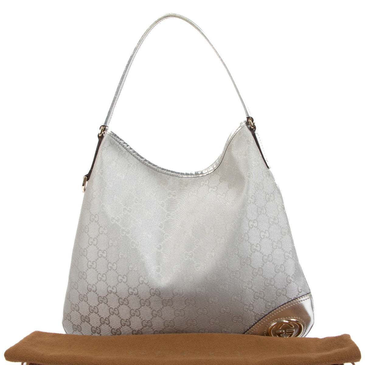 Buy an authentic second hand Gucci Silver GG Canvas Shoulder Bag in good condition at Labellov.com