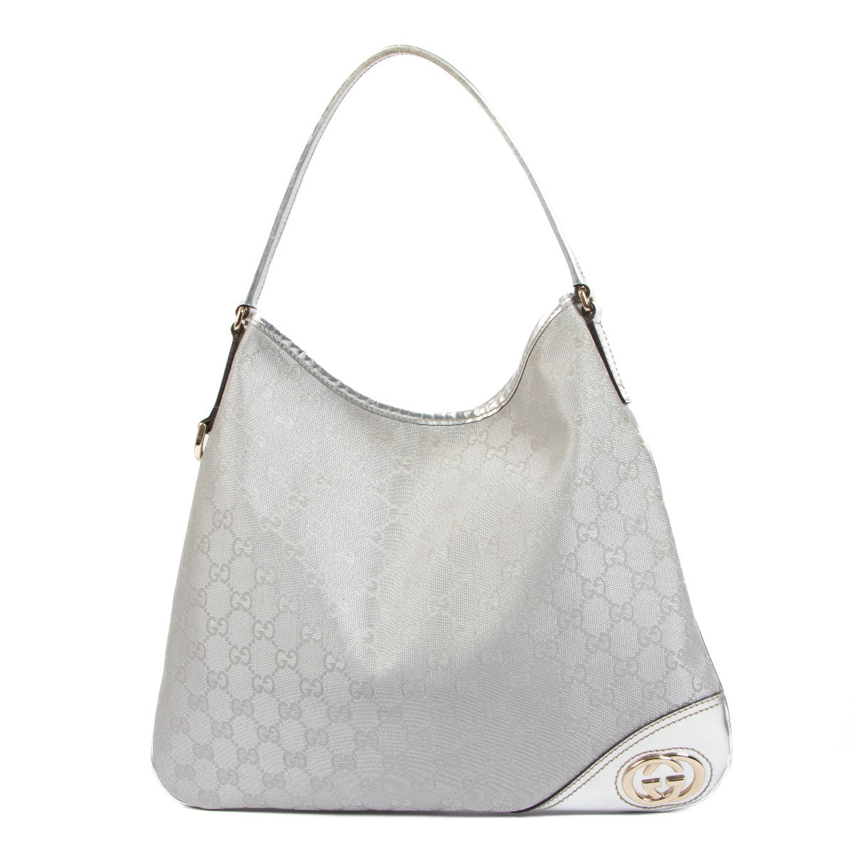 Buy an authentic second hand Gucci Silver GG Canvas Shoulder Bag in good condition at Labellov.com