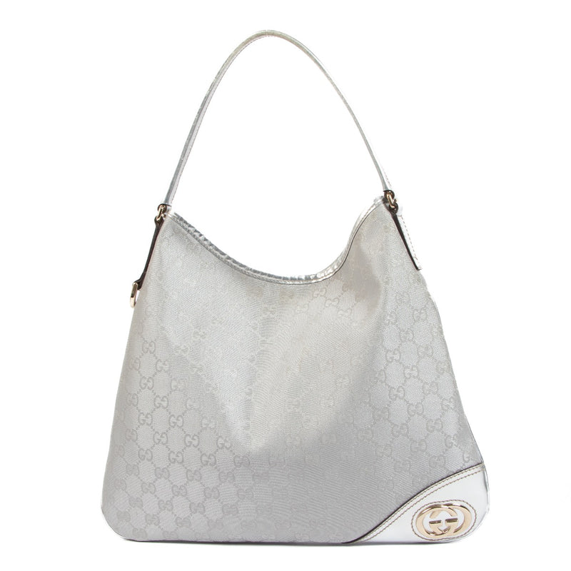 Buy an authentic second hand Gucci Silver GG Canvas Shoulder Bag in good condition at Labellov.com